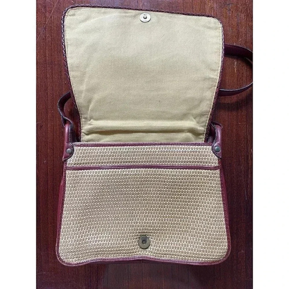 Etienne Aigner Crossbody Straw Genuine Leather Vintage Bag - Picture 3 of 10